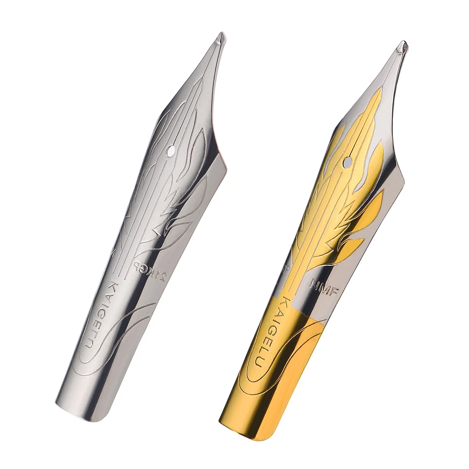 2PCS Kaigelu Fountain Pen Nibs Long Knife Grinding Nib & Feed Flame Rhombus Mark - Image 2 of 4
