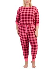 Jenni Plus Size 2-Pc. Printed Supersoft Packaged Pajama Set,Pink, 2X