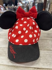 Disney Parks MINNIE Mouse Ears Hat Cap Bow YOUTH Red White Polka Dot Snapback