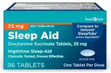 Basic Care Sleep Aid, Doxylamine Succinate Tablets, 25 mg, 96 Count