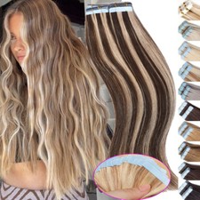100G CLEARANCE Tape In 100 Real Remy Human Hair Extensions Skin Weft Body Wave