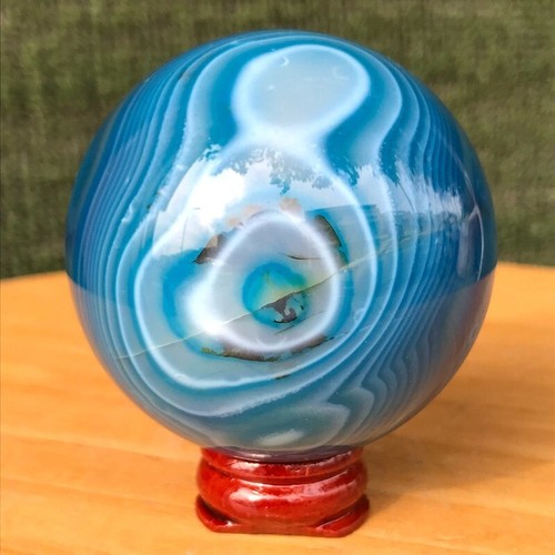 280G NRare Blue Agate Geode Bsll Quartz Crystal Sphere Mineral Specimen Healing - Picture 2 of 19