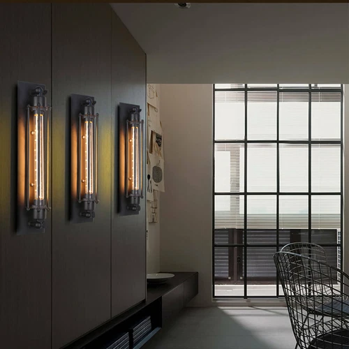 Vintage Wandleuchte Retro LED Wandleuchter Außenlampe Industrie Käfig Wandlampe - Bild 4 von 14