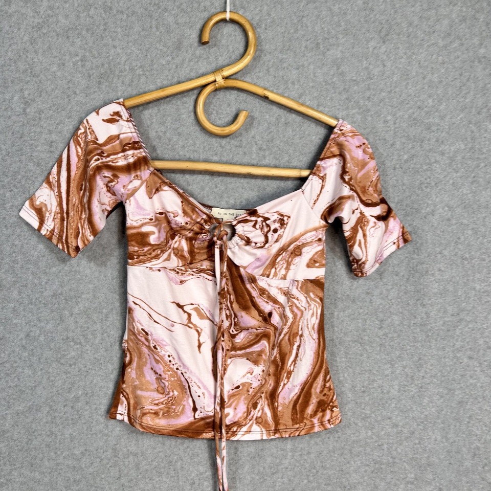 Pie In The Sky Crop Top Womens Size S Marble Print