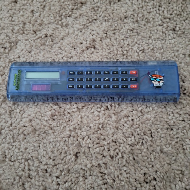 Cartoon Network Dexters Laboratory Calculator Ruler - Used - Solar Powered