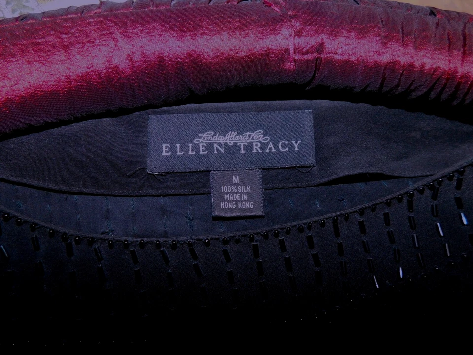 Vintage Ellen Tracy Black Silk Beaded Tunic, Size M, 1 Owner, Ca. Late 1980's - Image 4 of 4