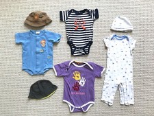 Lot of 7 pieces summer boy rompers bodysuits sun hats Gymboree Carters  6-12 mos