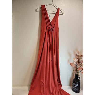 Max Studio Red Sleeveless Maxi Dress Women's M Tie Waist Flowy
