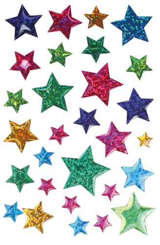 Assorted Color Star Epoxy Stickers 13 To 22 Mm X 29 Pieces