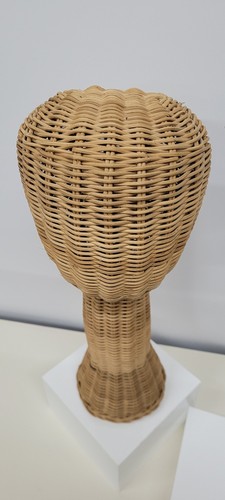Vintage Wicker Natural Head 1970's Mid Century Modern Minimalist Display Wig Hat - Picture 5 of 10