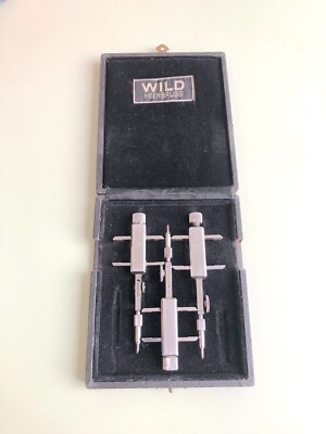 VINTAGE 60er WILD HEERBRUGG SWISS 3 x ZEICHNUNGSKOMPASS SET IN OVP RAR