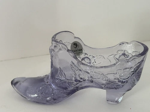 Fenton Glass Lavender Shoe Cabbage Rose