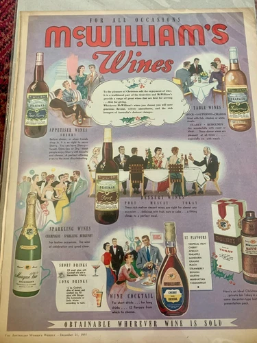 1955 Mcwilliams Wine Advertisement Original from Australian Woman's Weekly - Picture 1 of 3