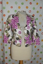 Etcetera 0 Flora Purple White Lined 3/4 Sleeves Jacket Nwt $275