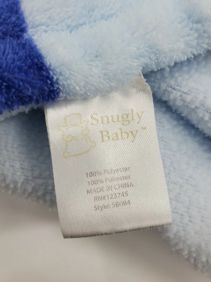 Cómoda Manta Bebé Azul Blanco Cachorro Perro Rayas Gruesa Felpa Seguridad B21 Foto 3 de 3