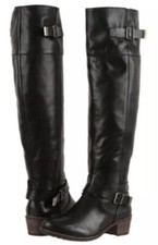UGG® AUSTRALIA BESS BLACK LEATHER OVER-THE-KNEE BOOTS UK 5.5 EU 38 US 7 RRP £350