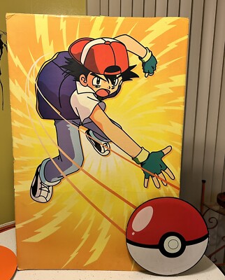 Vintage Pokemon Ash 2-D store Window display  Warner Bros Store 1999 Rare 36x28''