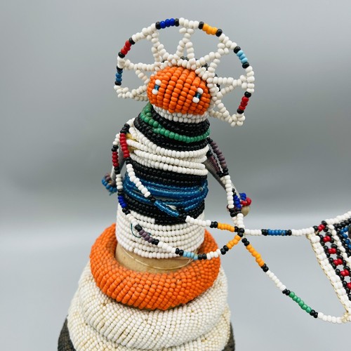 Statue fertilité 12" poupée Ndebele Kwazulu fait main annelé perles figurine ethnix - Photo 6/12