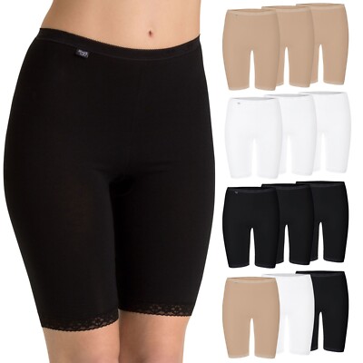Sloggi Damen lange Unterhose Basic+ Radler Shorts Long Briefs Spitze 3er Pack