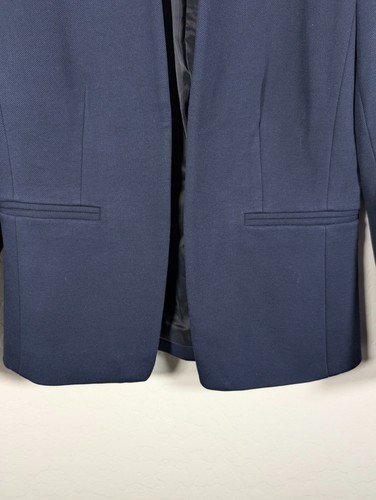 J Crew 365 Blazer Woman's 6 Blue Twill Open Front Lined Blazer Collarless Pocket - Picture 6 of 12