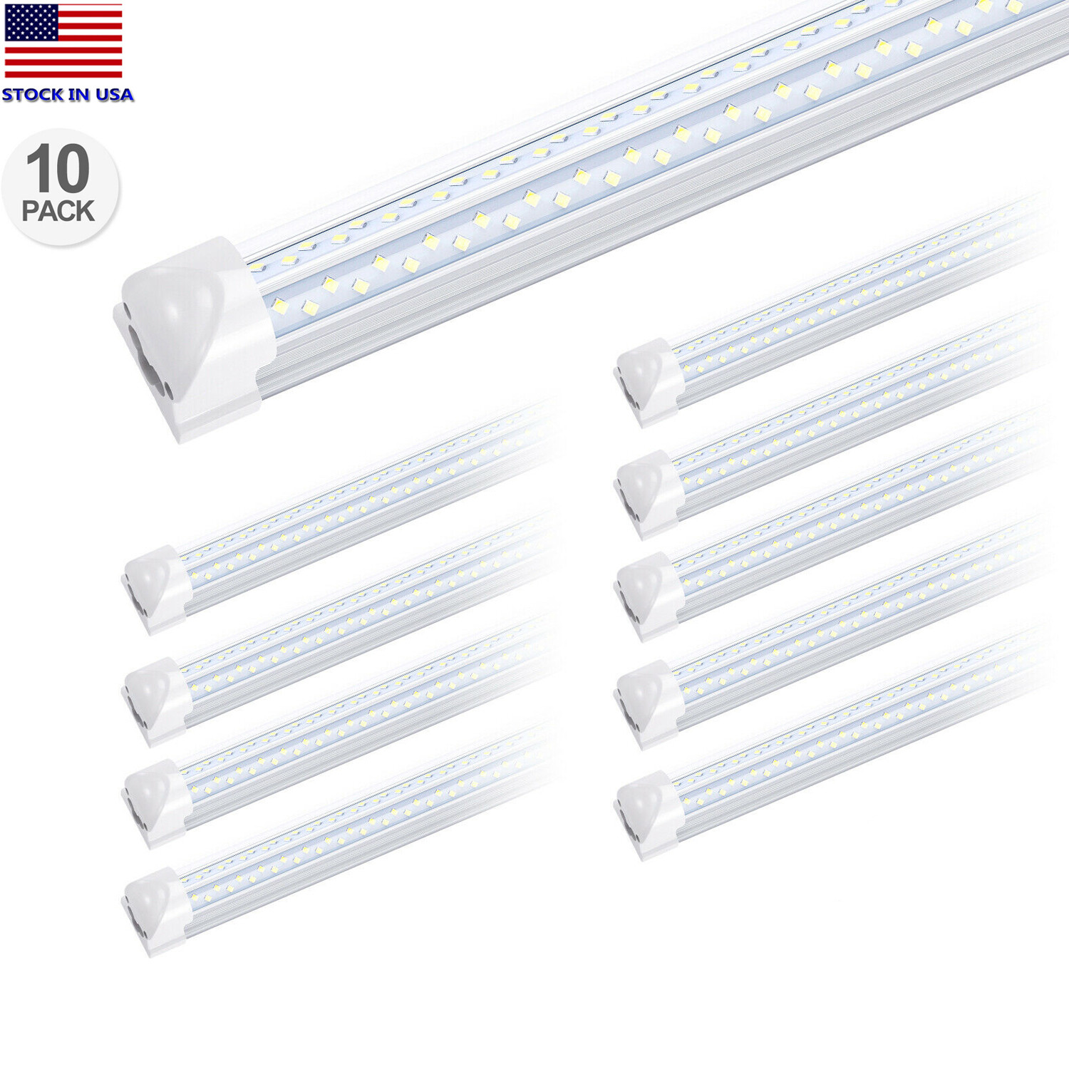 10Pack Led Shop Light Fixture 8FT T8 Integration Led Tube Light 8' 120W Led Bulb