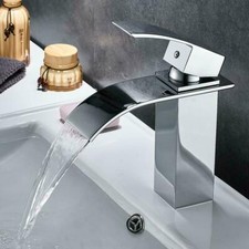 Bathroom Vanity Sink Faucet Chrome Waterfall Spout Basin Mixer Tap Single Hole