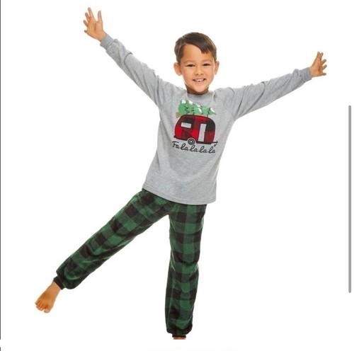 FAMJAMS Kids Camper Holiday Pajamas 2 Pc Set L - Picture 3 of 6