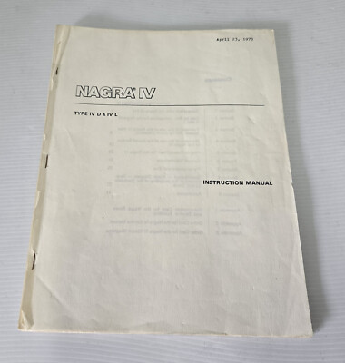 Nagra Reel to Reel IV Instruction Manual Original