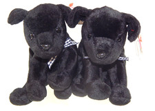 Ty Beanie Baby Luke the Black Labrador Set of 2 Totally Different Faces 1998