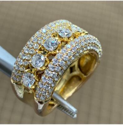 2 ct Round Cubic Zirconia Men's Ring in 14k Yellow Gold Plated Sterling ...