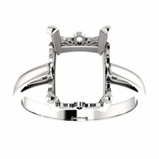 Sterling Silver Emerald Cut Solitaire Ring Setting - Scroll Style Ring Mounting