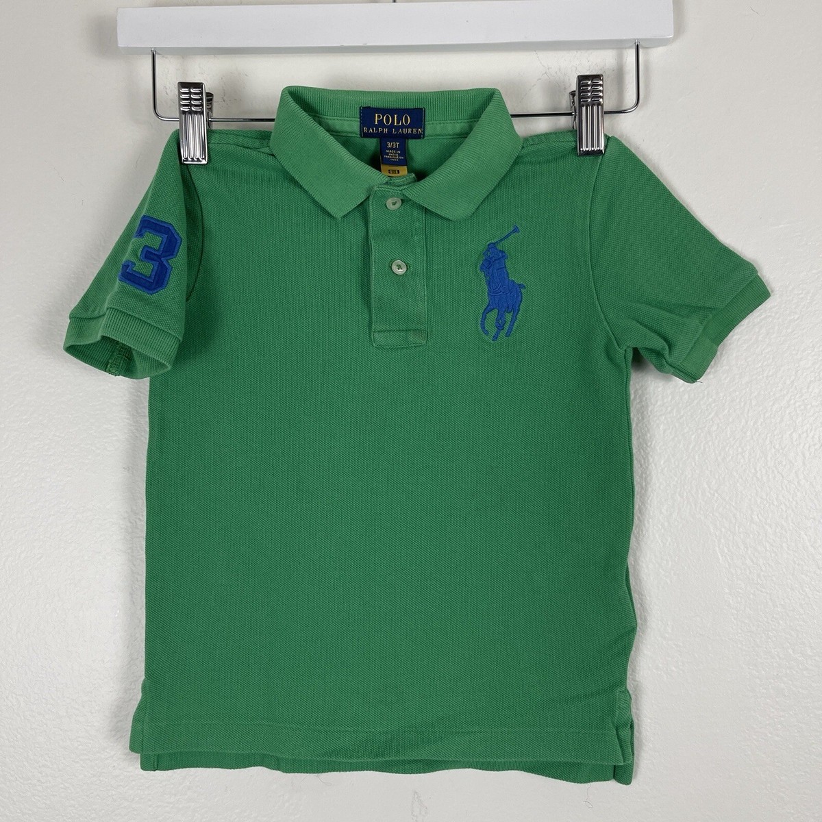 Polo Ralph Lauren 3点セット(3T size100) Polo Ralph Lauren Shirt Boys 3T Green Cotton Mesh Blue Big