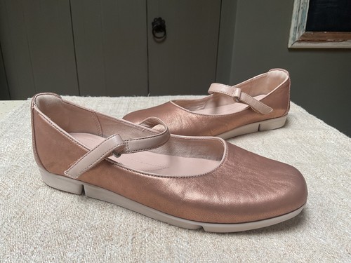 Clarks Tri Axis Rose Gold Metallic Leather Ballet Mary Jane pump shoes 5 UK New - Picture 4 of 13