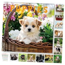 2026 Wall Calendar 12"x24" Opened, 18-Month Puppy Dog Calendar from Puppies