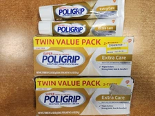 3 Twin Packs: Super Poligrip EXTRA CARE Denture Adhesive Cream EXP (10/26)   W4B