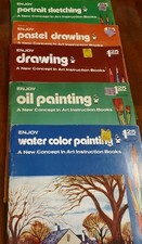 Lot of 5 Vintage Enjoy Craftint Art Instruction Books Painting Sketching 1971