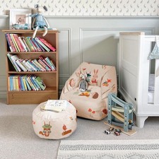 Printed Indoor/Outdoor Kids Snuggle Chair and Footstool Bundle - Forest Friends