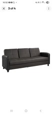 Sofa Bed Faux Leather with Cup holder and Armrests 3 Seater Black Brown Grey New