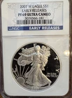2007 W $1 PROOF AMERICAN SILVER EAGLE EARLY RELEASE NGC PF 69 ULTRA CAMEO