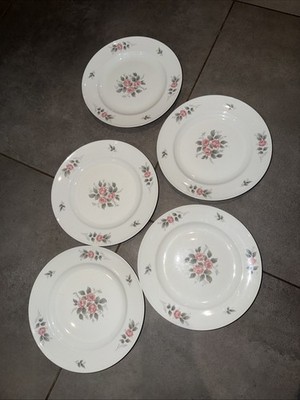 Bavaria Seltmann Weiden W-Germany Blumen Floral 5 Teller Geschirr  Rosen