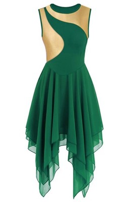 green praise dance dress YONGHS Women's Asymmetrical Liturgical Praise Dance Dress One Shoulder  Color Block Lyrical Dance Costume Light Green M