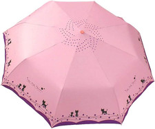 Windproof Compact Travel Folding Cute Cat Umbrella,Auto Open Close Rain Sun Ligh
