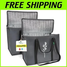 Insulated Grocery Bags Set of 2 - Easy Carry Handles