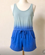 Old Navy Girls Blue Ombr&eacute; Sleeveless Knit Cotton Romper Drawstring Pockets 10-11