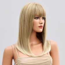 Cosplay Wig With Bangs Short Straight Ash Blond Heat Resistant Synthetic Hair