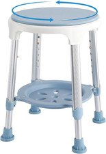 Taburete de Ducha con Asiento Giratorio de 360 Grados Bandeja de Almacenamiento