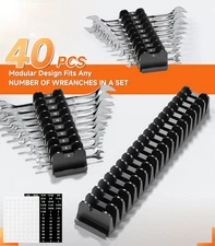 40PCS Modular Wrench Organizer Holder - Storage Set with Metric & SAE Floresc...