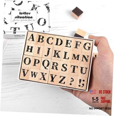 Dizdkizd 28-Piece Capital Letter Stamps, Cute Alphabet Rubber Stamp Set, B
