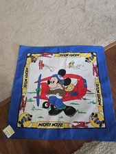 Vtg MICKEY MOUSE WORONOWICZ USA Cotton Blend Biker BANDANA Airplane 