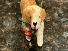 Wagner KUNSTLERSHUTZ small flocked Saint Bernard dog whiskey barrel GREEN COLLAR